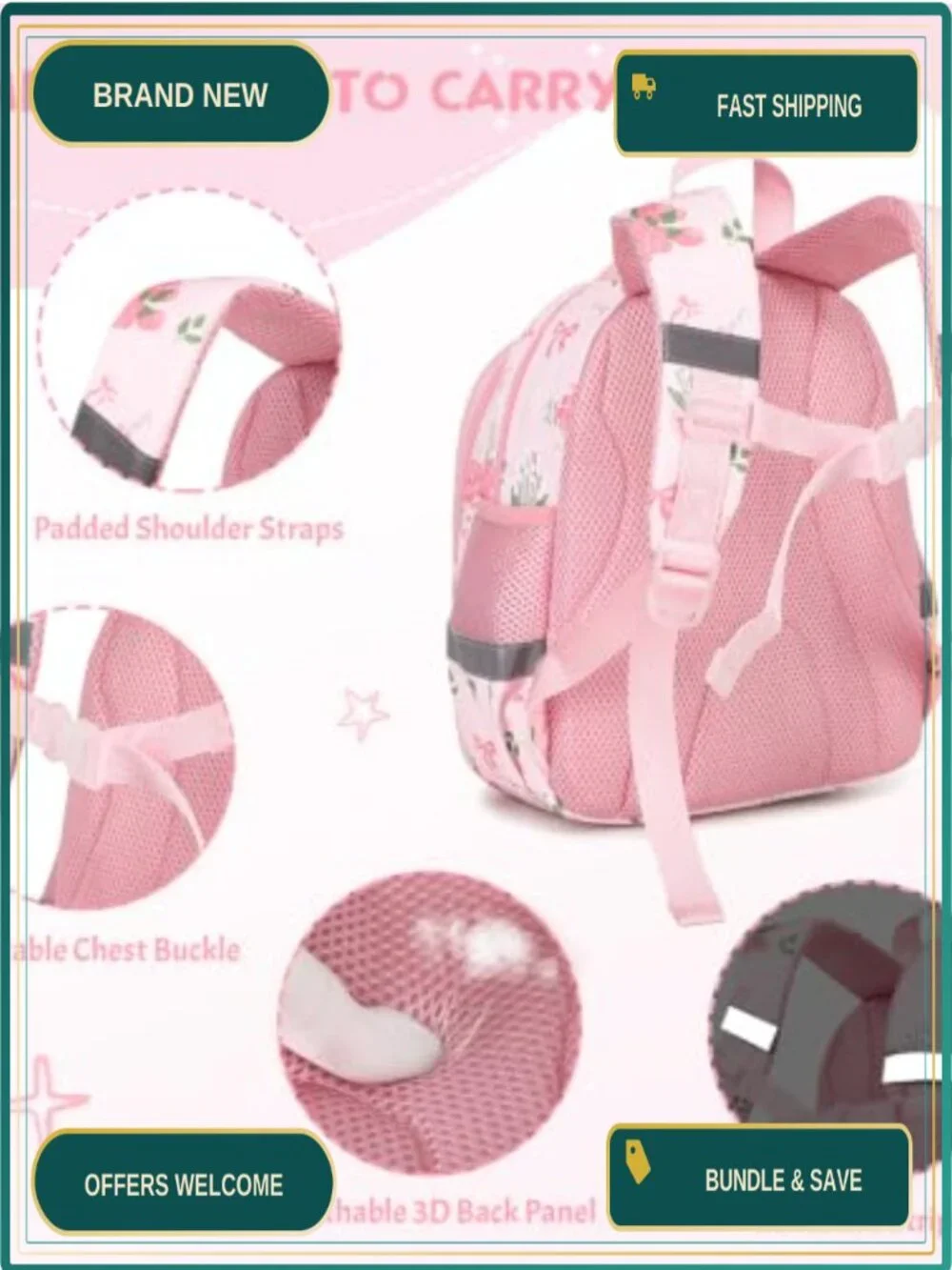 12 Inch Lightweight Glow in Dark Toddler Backpack for School Daycare Travel